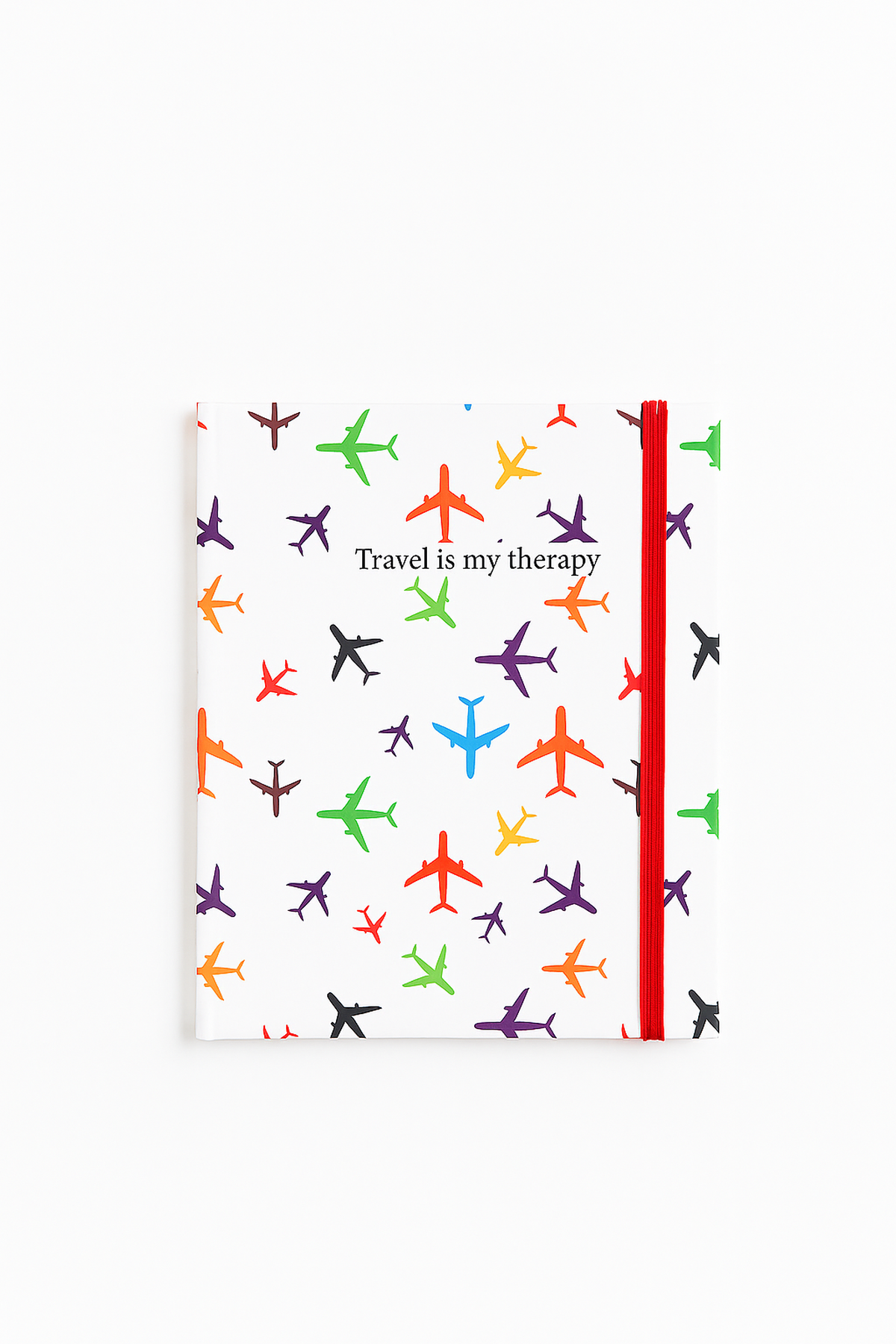 20 Cm Beyaz Renkli Uçak Figürlü Lastikli Çizgili Defter