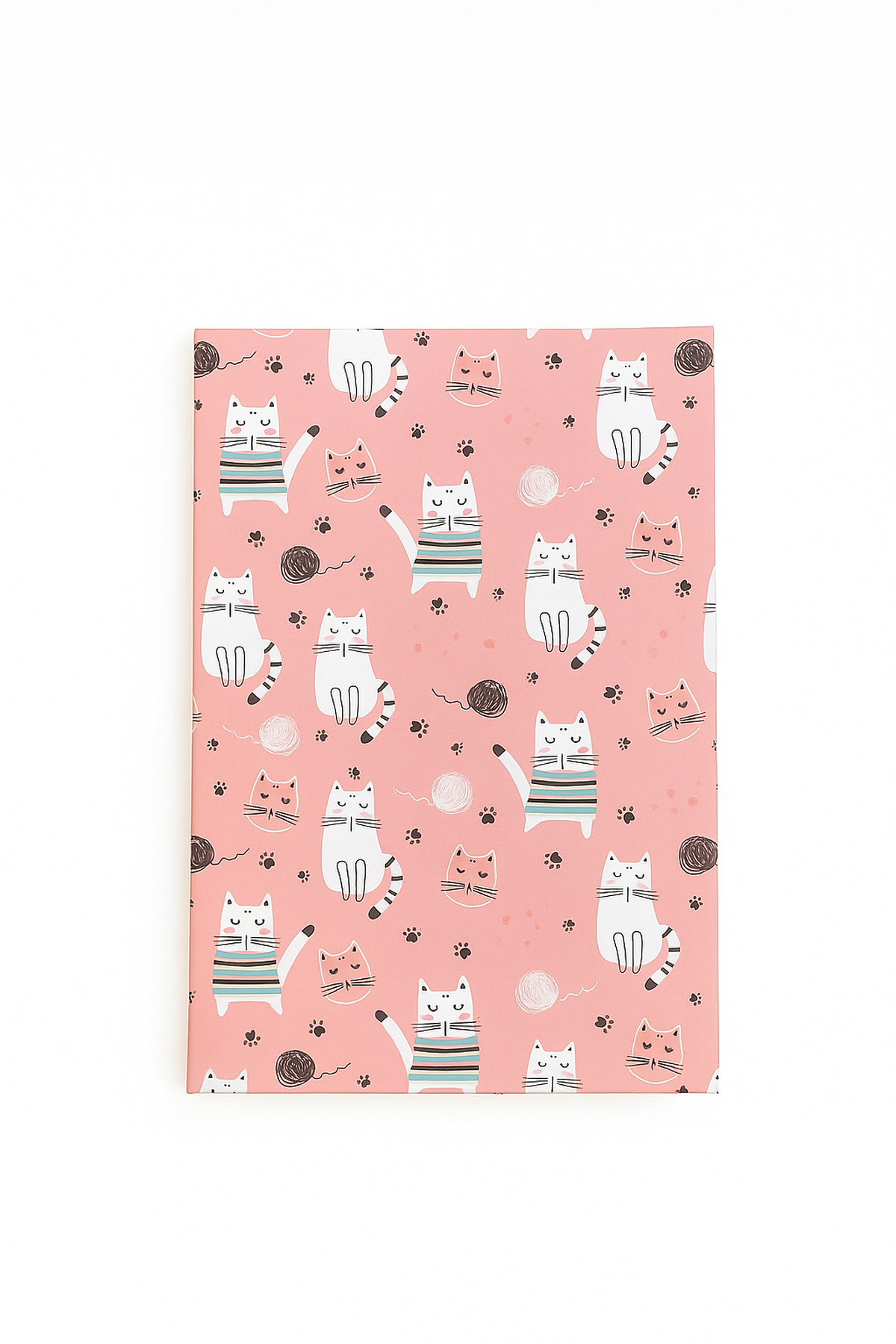 20 Cm Pembe Kedi Figürlü Çizgili Defter