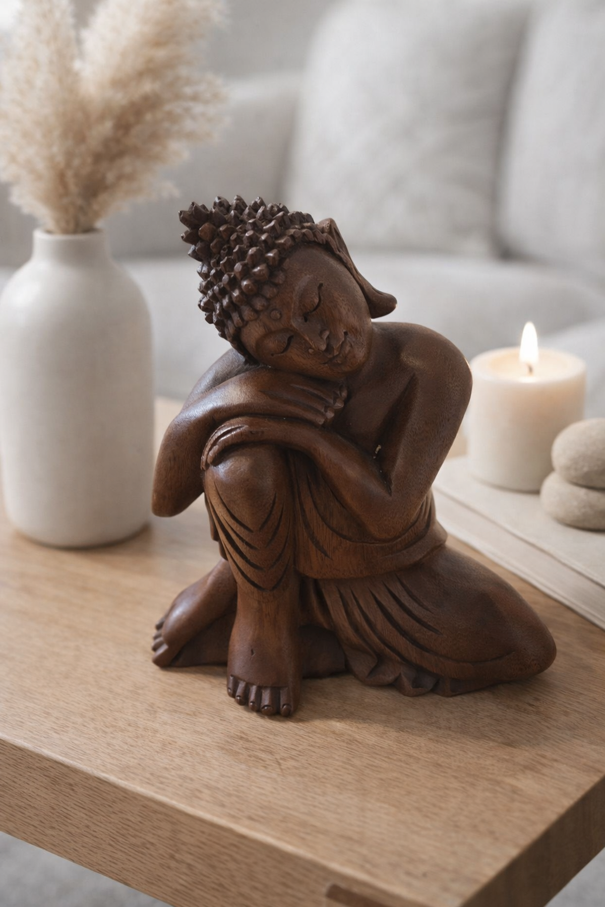 22 Cm Ahşap Dekoratif Dinlenen Buddha