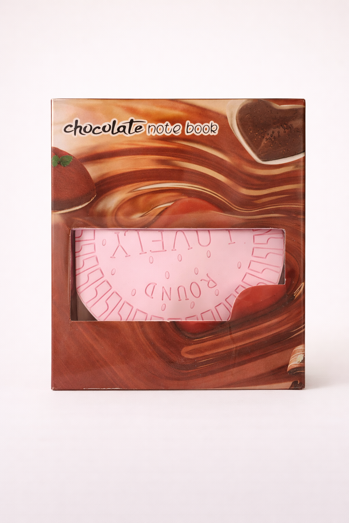 8 Cm Kakao Kokulu Pembe Bisküvi Desenli Defter