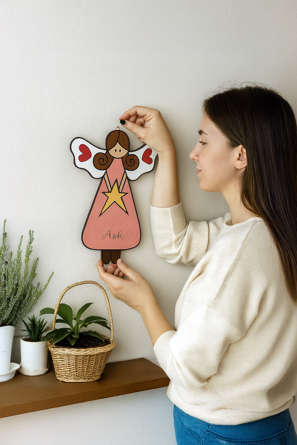 25 Cm Ahşap Melek Aşk