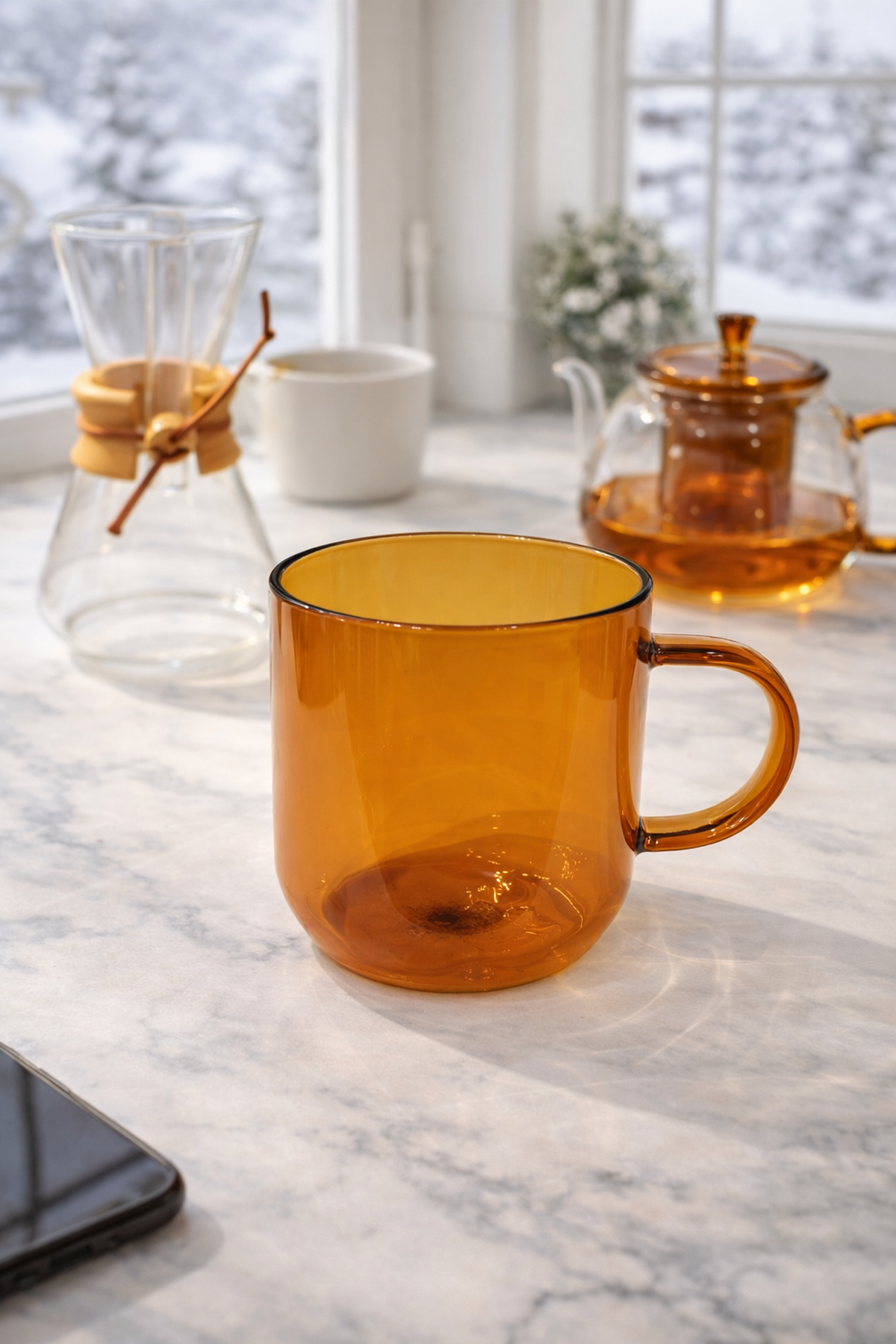 Amber İkili Cam Kupa 380 Ml
