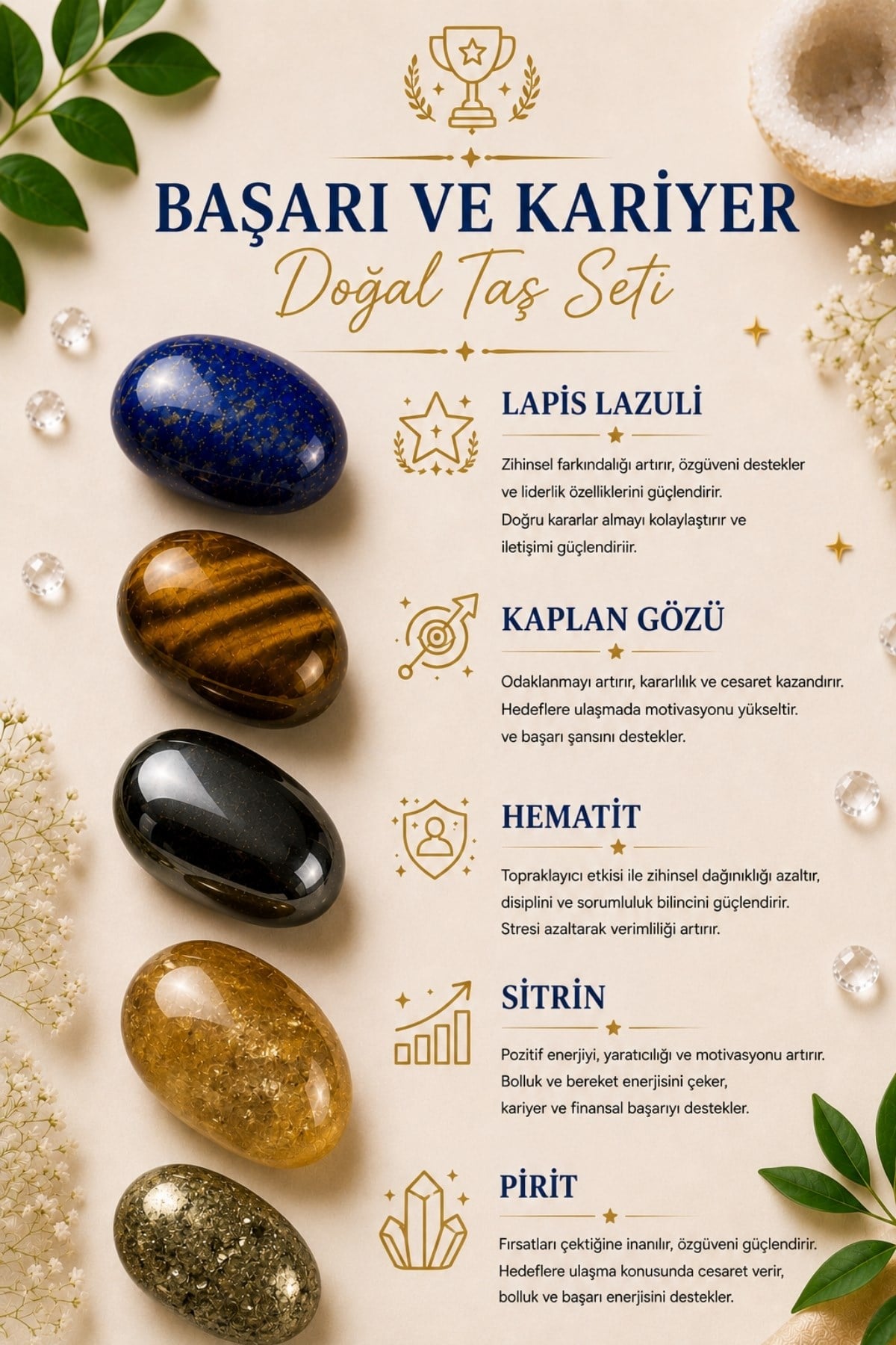 Başarı ve Kariyer Doğal Taş Seti