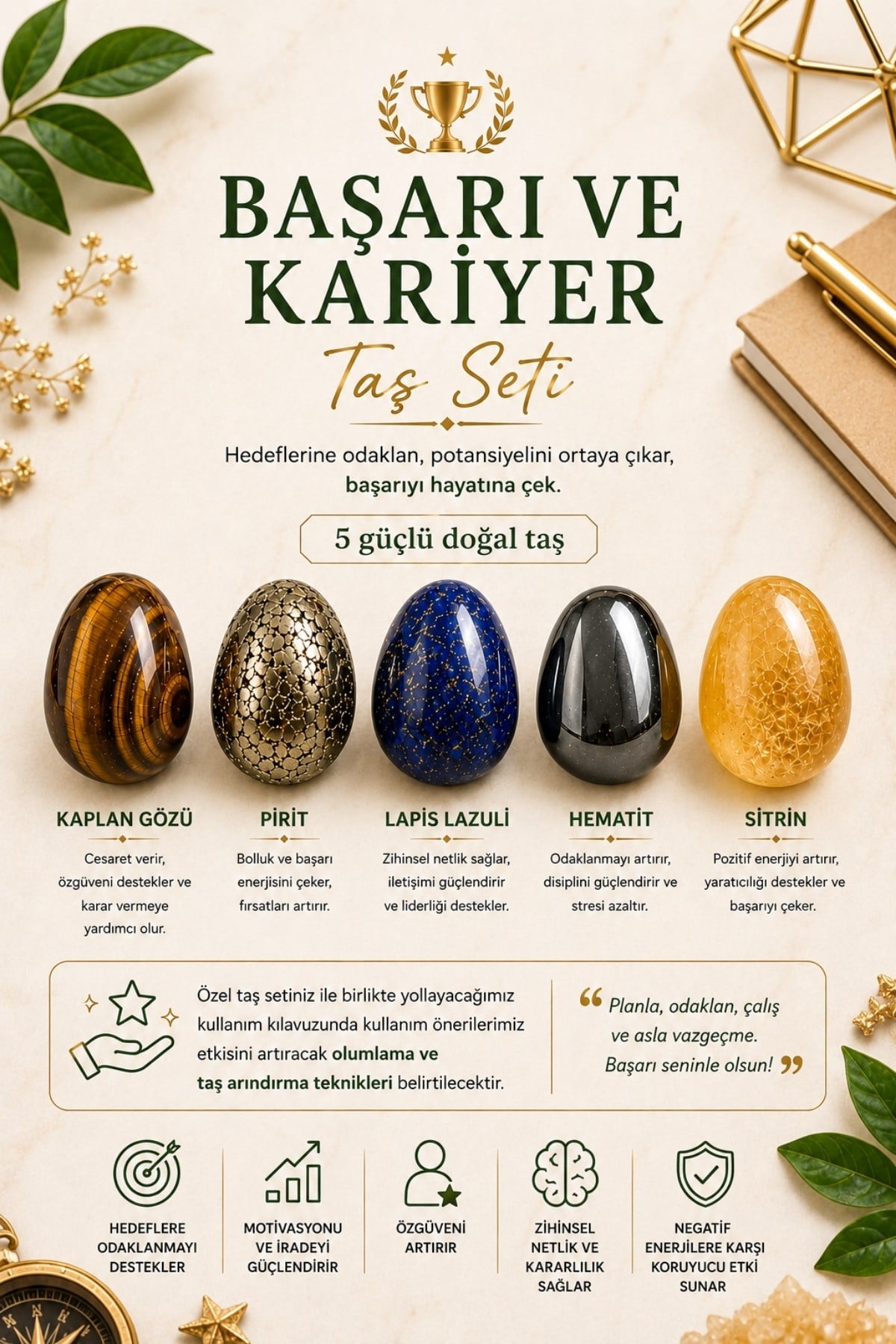 Başarı ve Kariyer Doğal Taş Seti