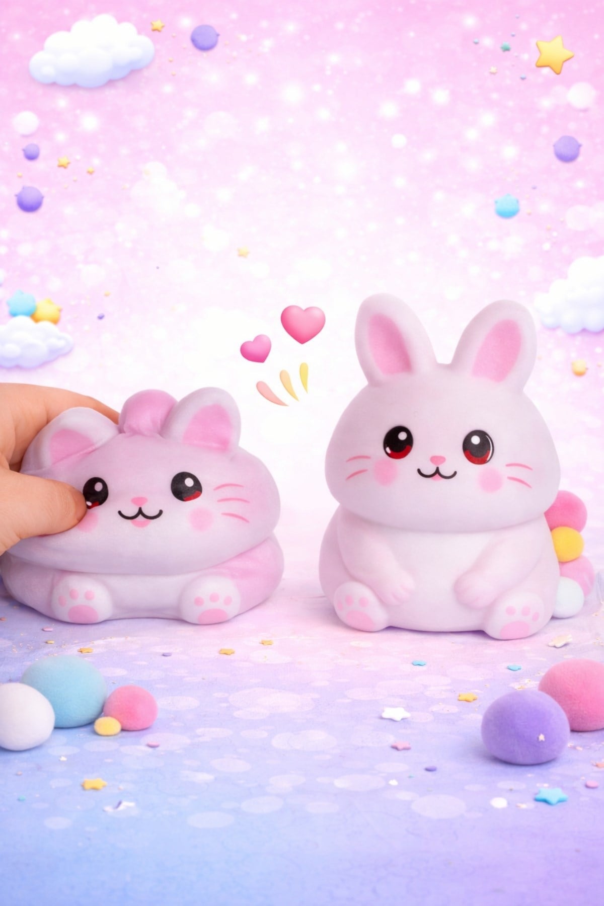 Beyaz Oturan Squishy Tavşan