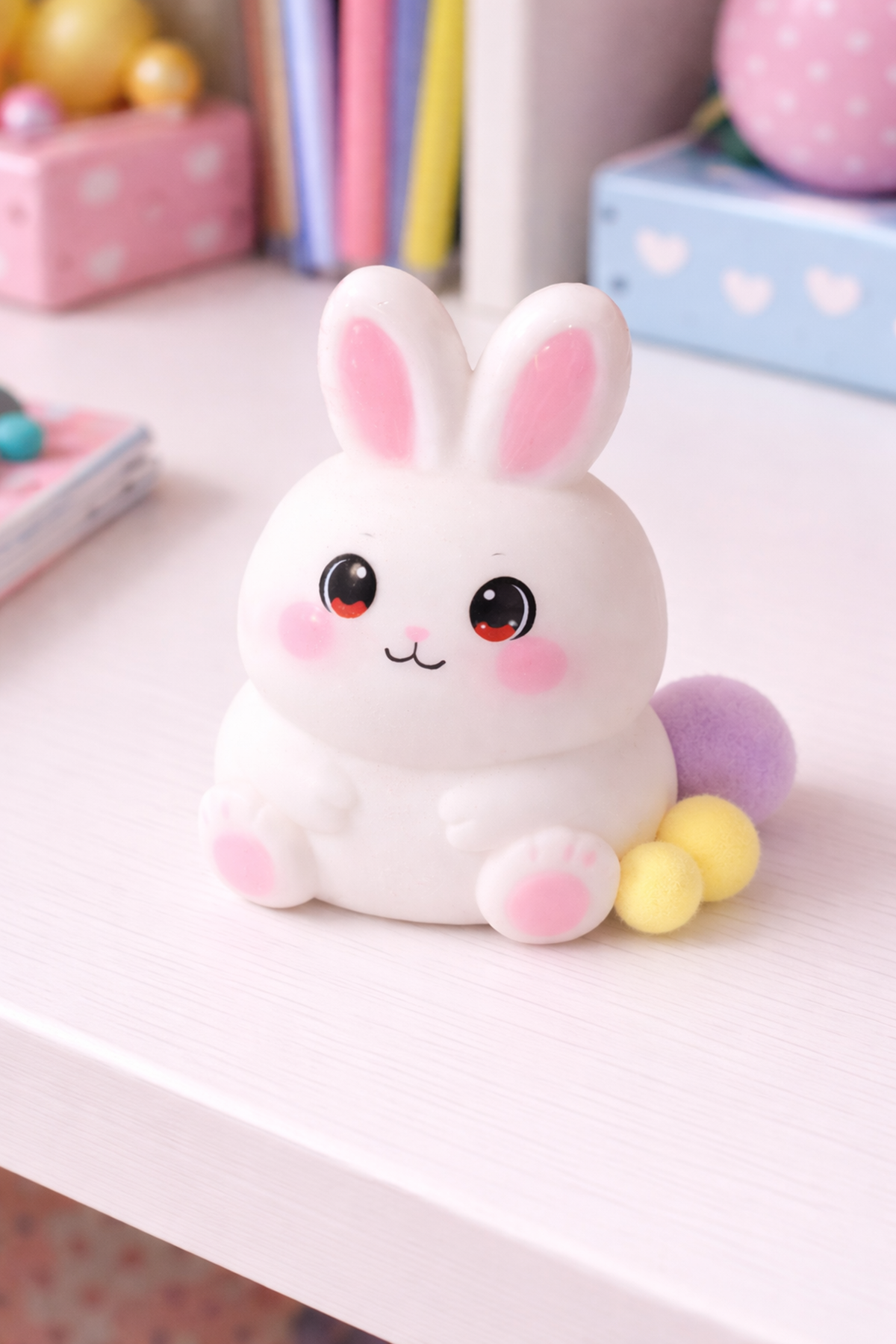 Beyaz Oturan Squishy Tavşan