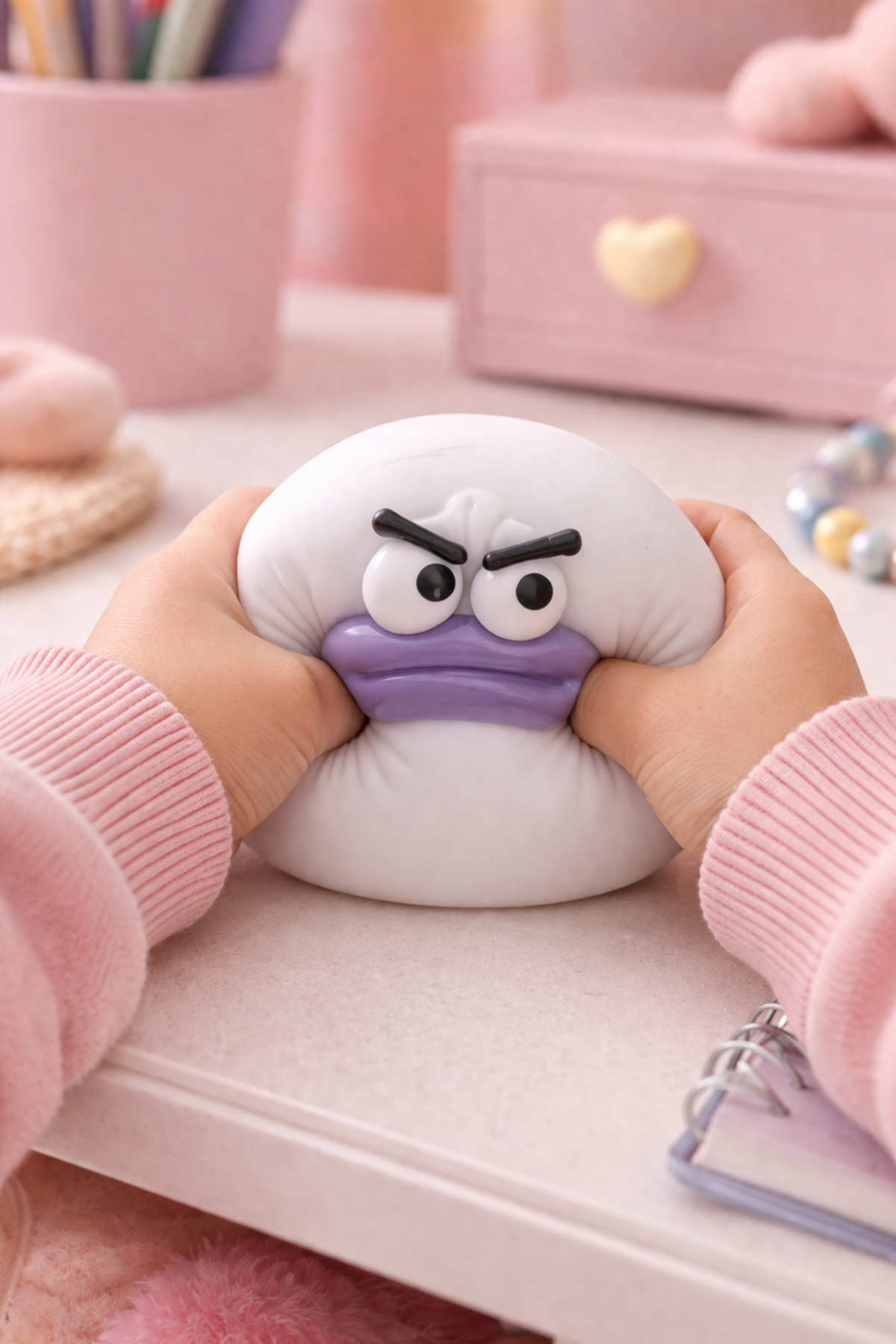 Beyaz Somurtkan Yüz Top Squishy