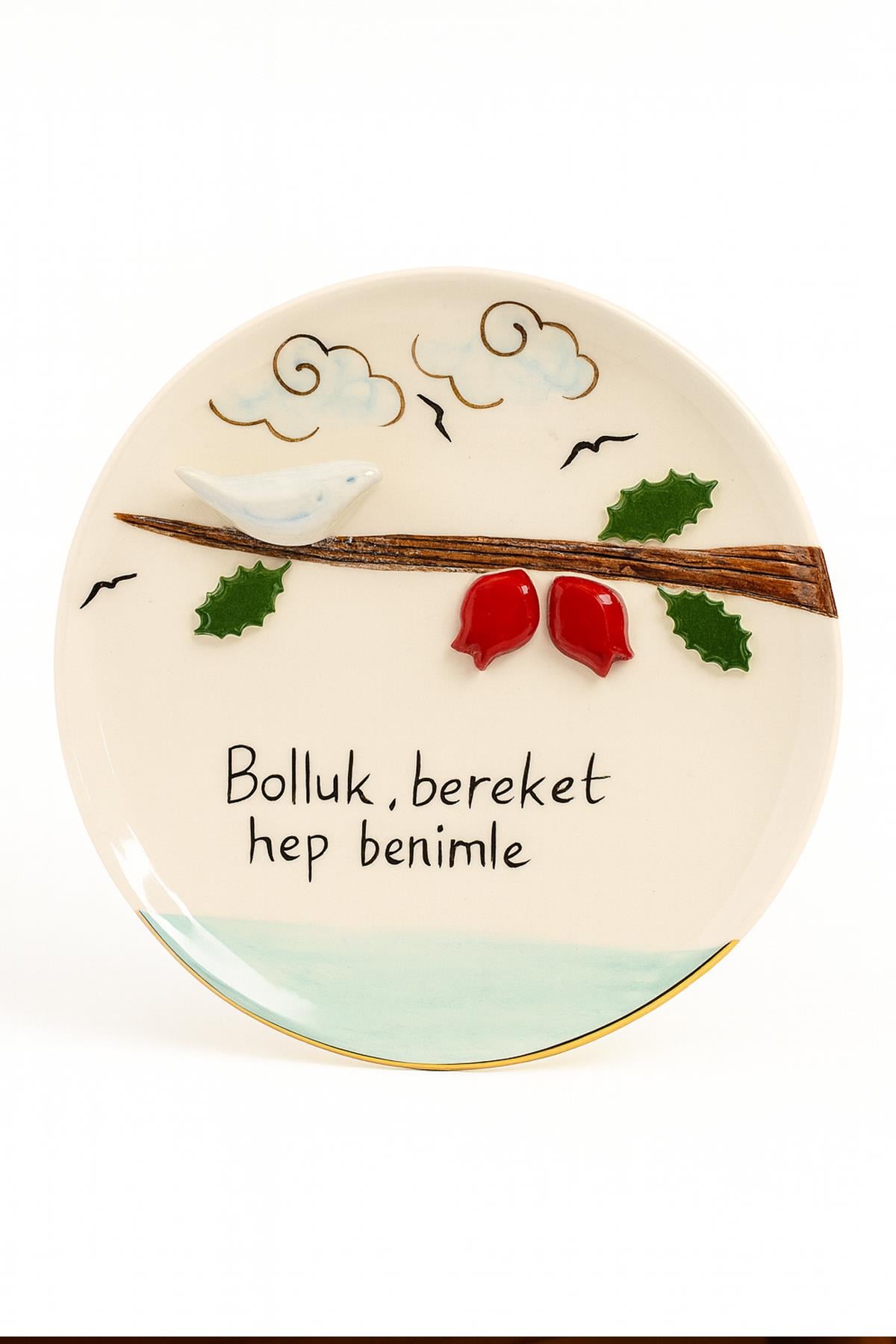 19 Cm Bolluk Bereket Benimle Dekoratif Tabak