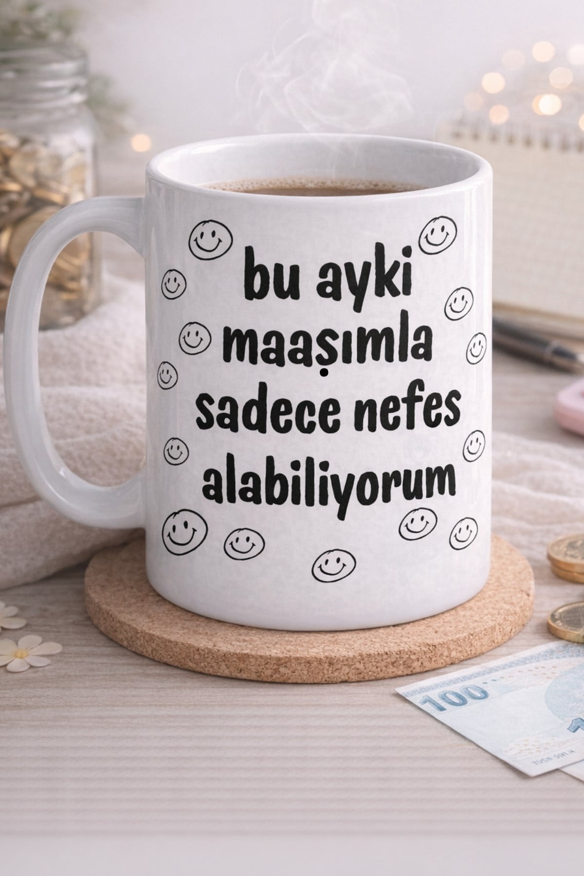 Bu Ayki Maaşımla Sadece Hava Alabilirim Baskılı Kupa