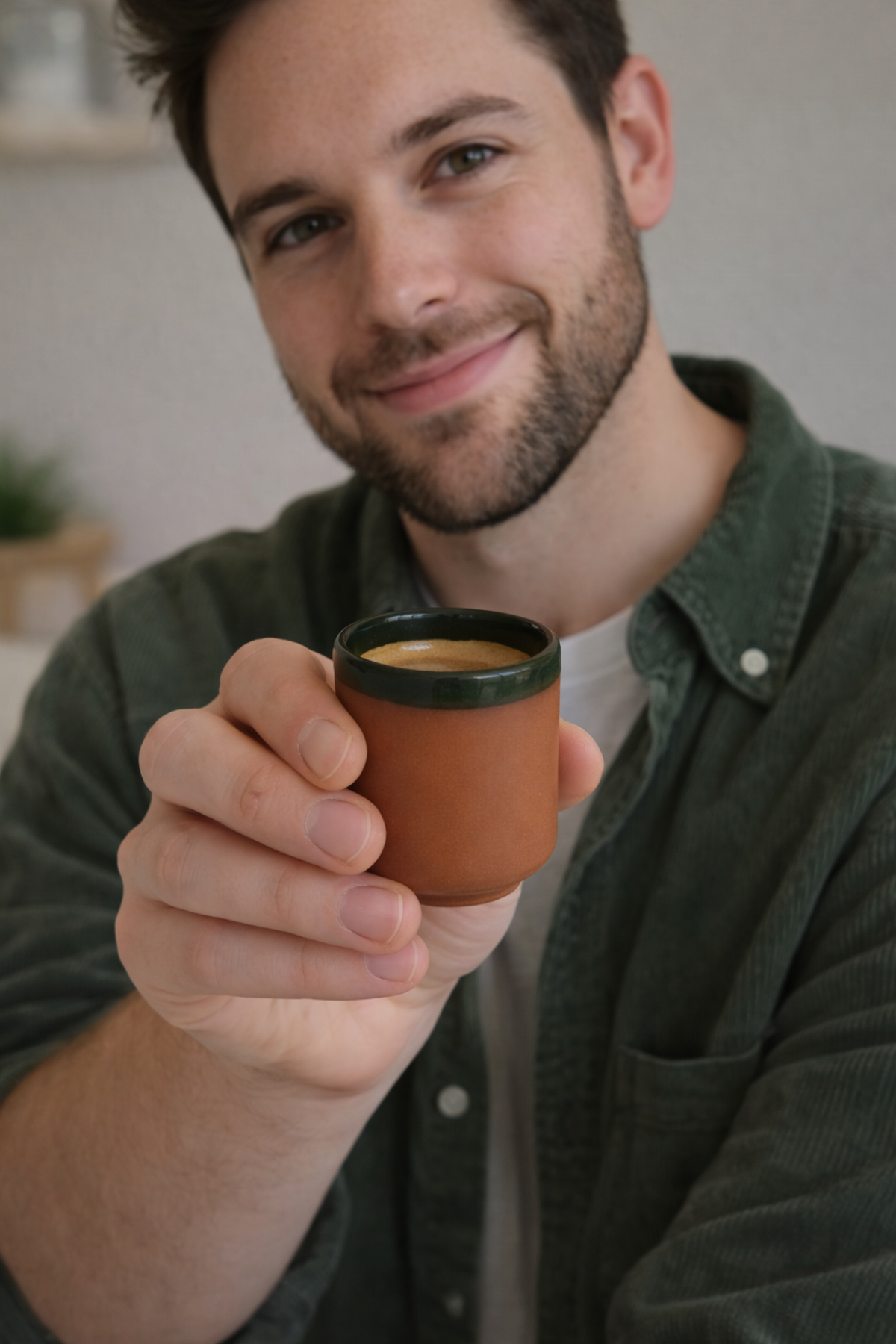 Çömlek Espresso Bardağı - Koyu Yeşil