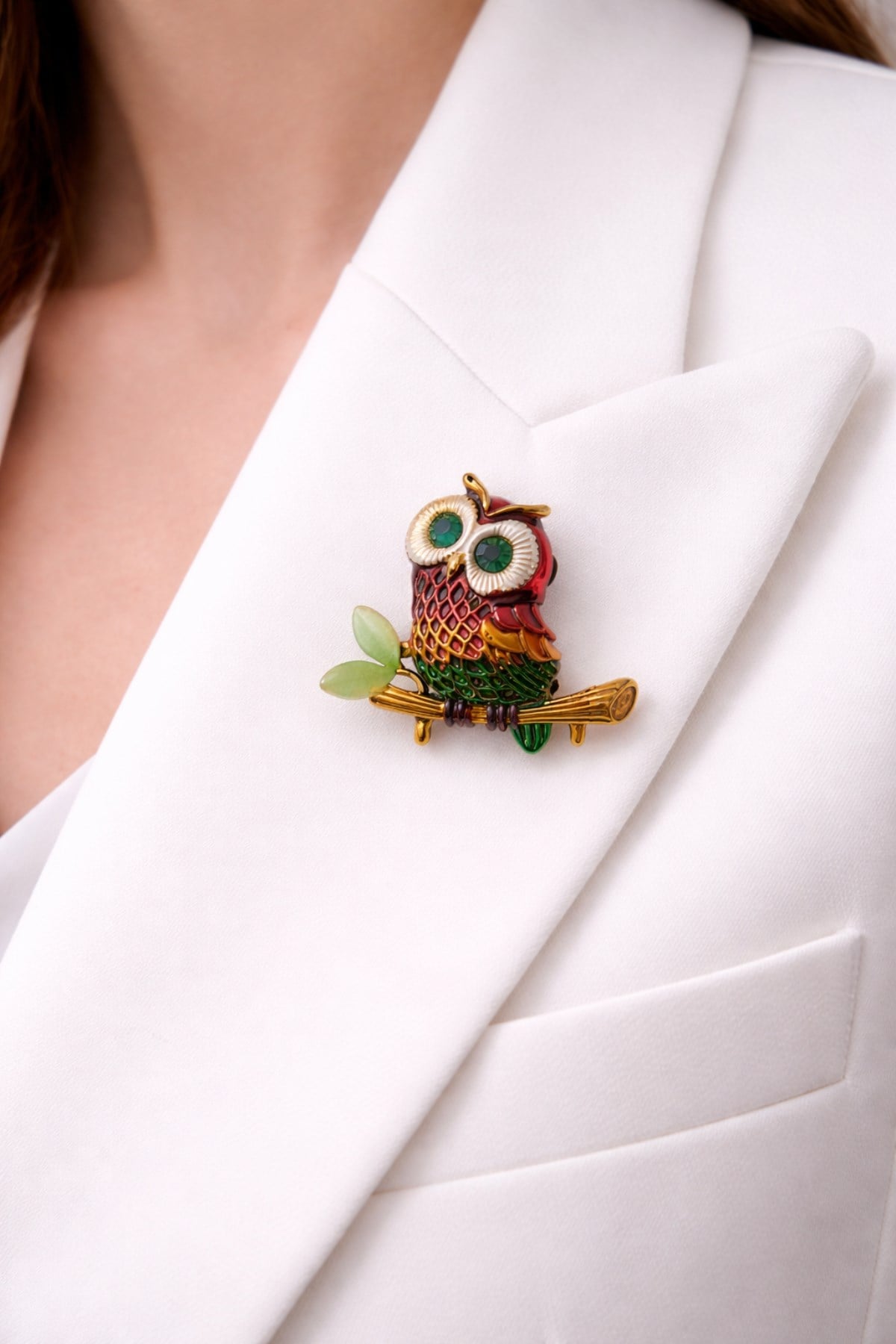 Dalda Renkli Baykuş Broş