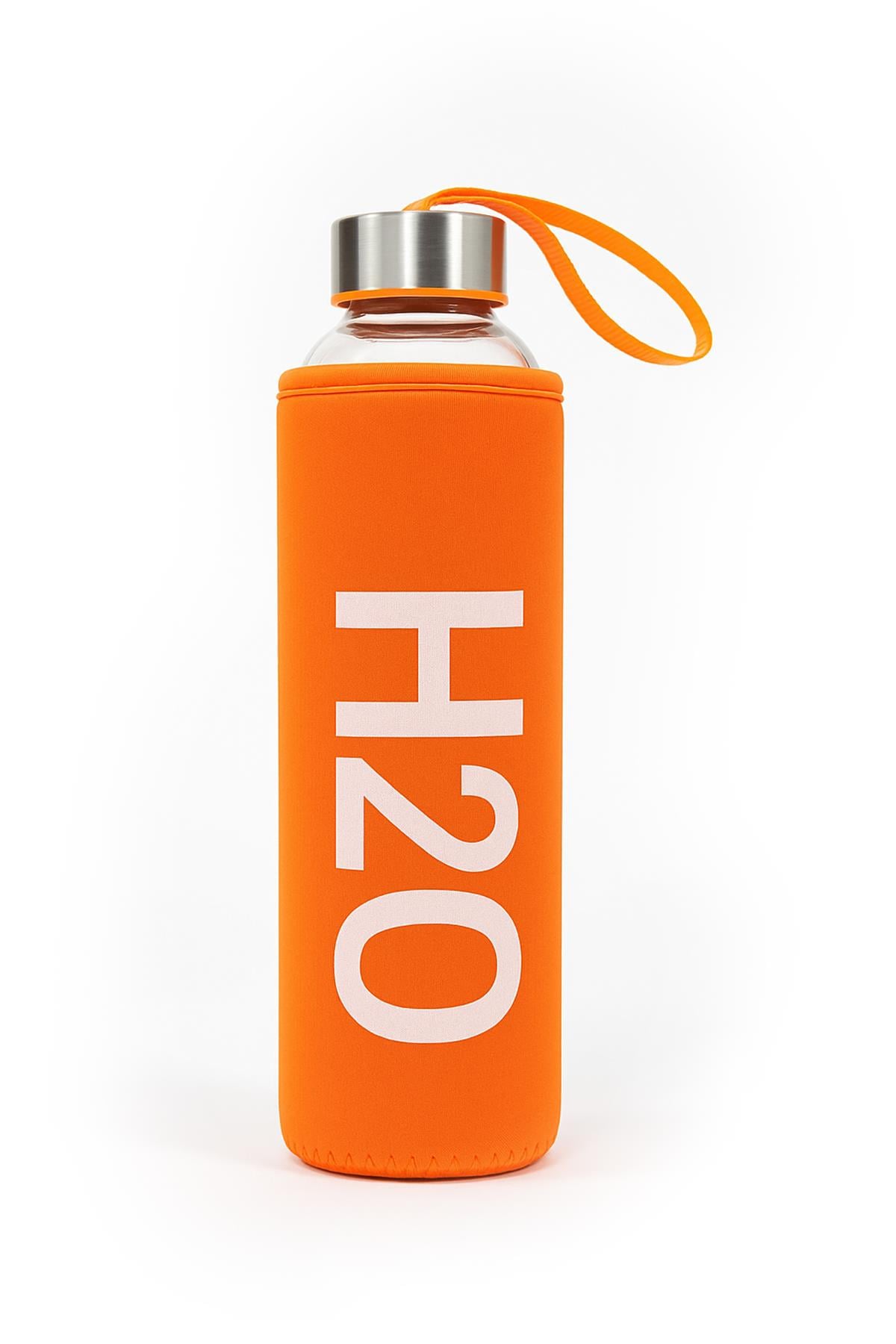 DERİ KILIFLI CAM MATARA 750 ML TURUNCU