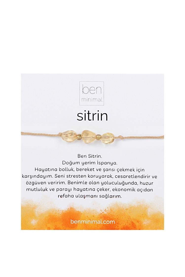 Doğal Taşlı Bileklik - Sitrin Taşı ( Para Taşı )