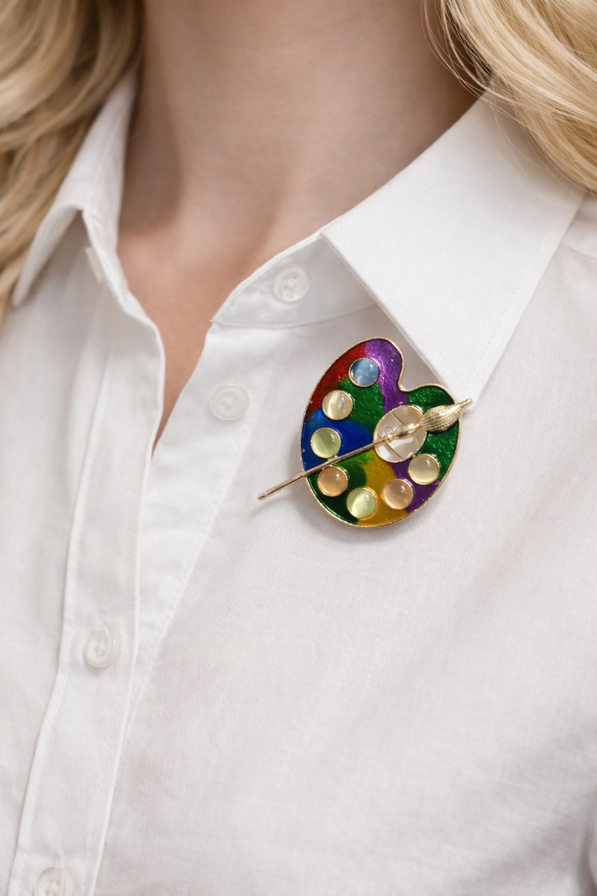 Fırçalı Resim Paleti İğneli Broş