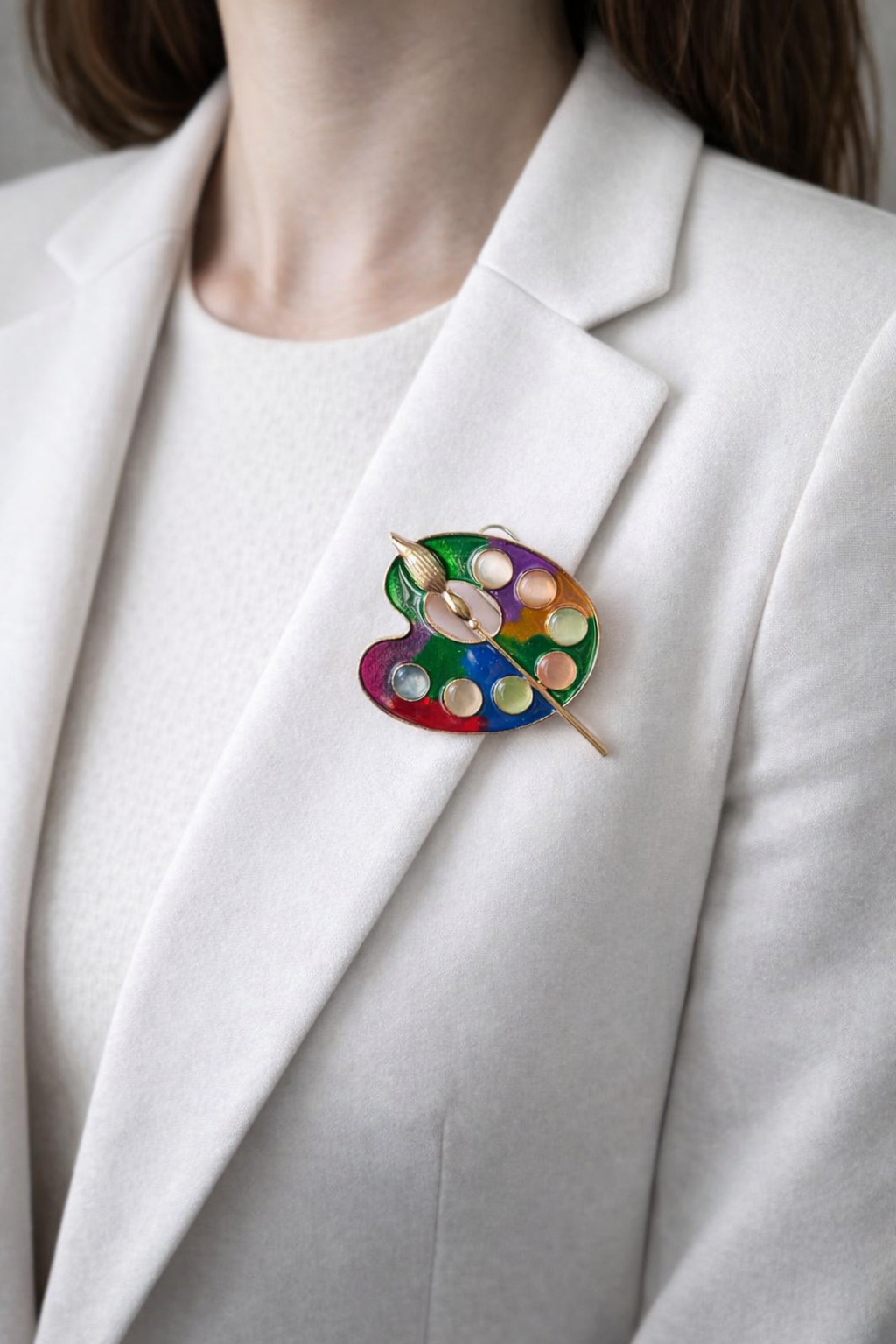 Fırçalı Resim Paleti İğneli Broş