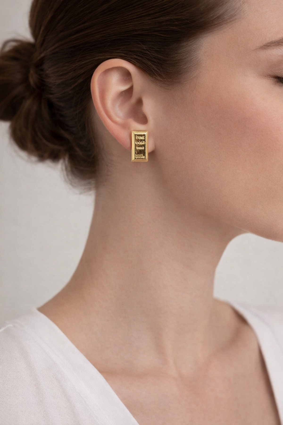 Gold Külçe Modelli Küpe