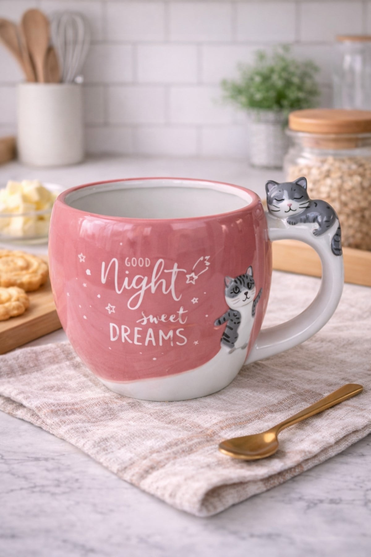 Good Night Sweet Dreams Pembe Kulplu KUpa 460 Ml