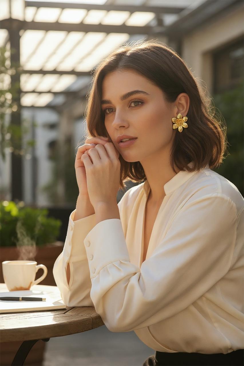 KABARTMALI LOTUS ÇİÇEĞİ KÜPE