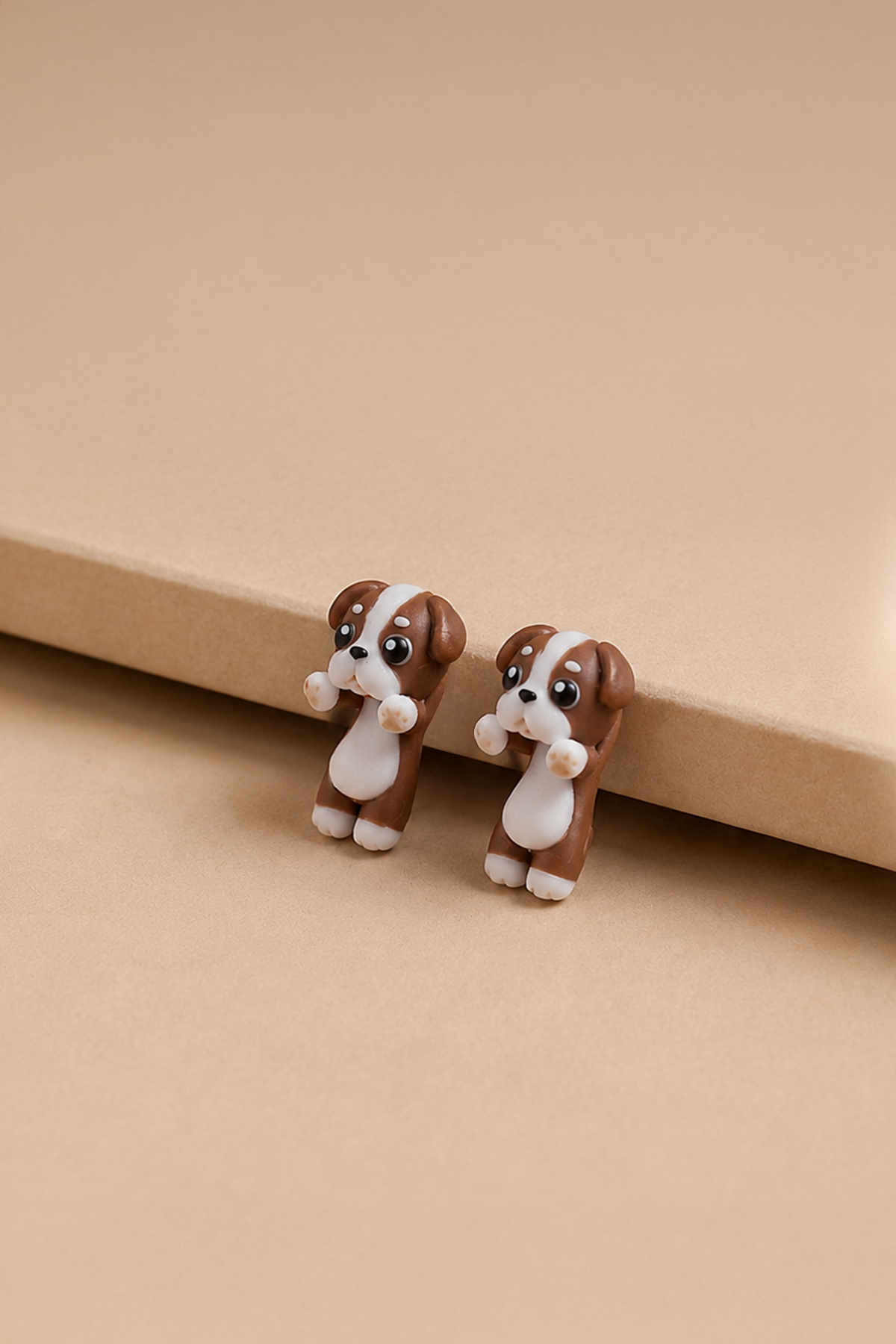 Kahverengi 3 D Köpek Küpe