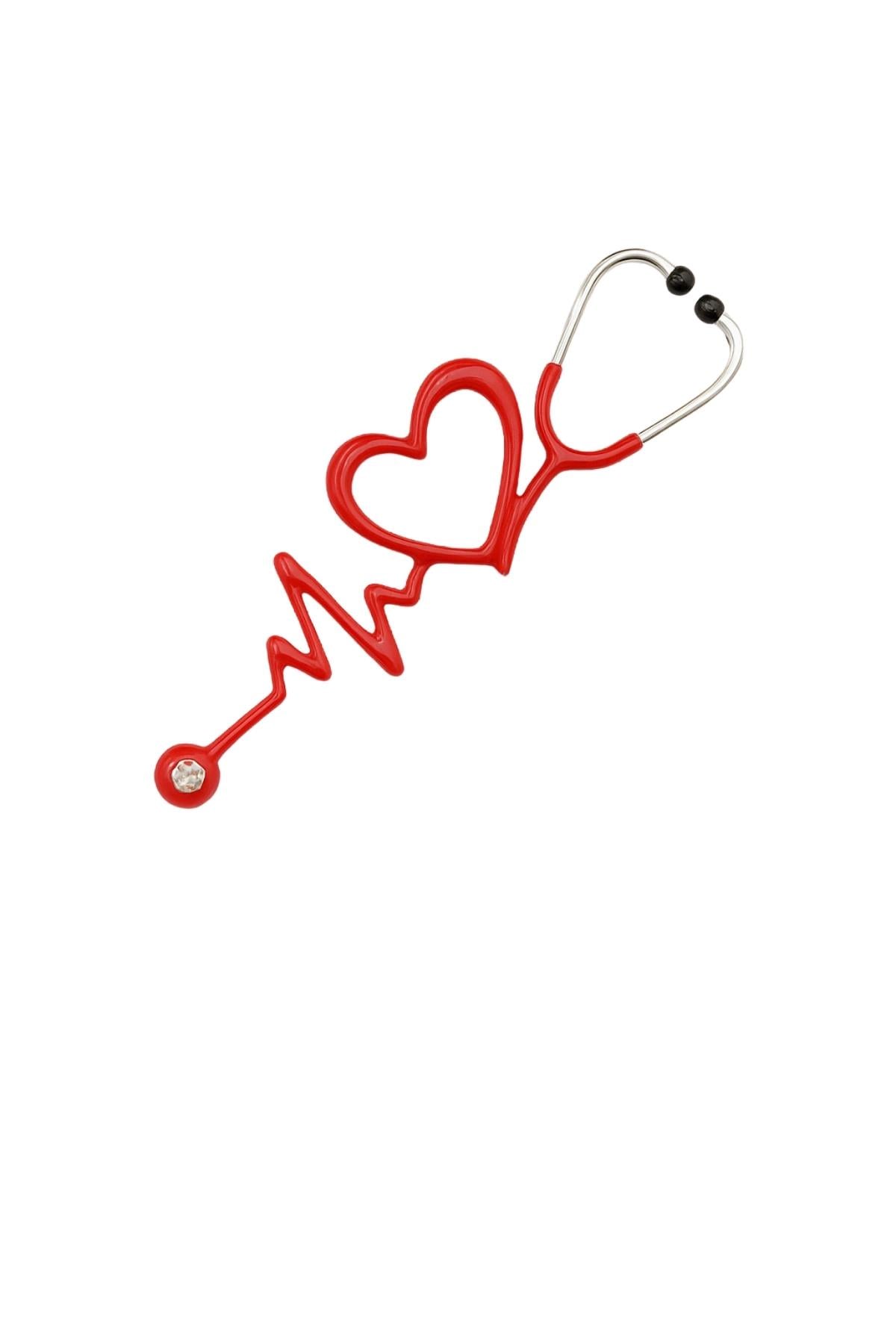 Kalp Ateşli Stetoskop Arı İğneli Broş