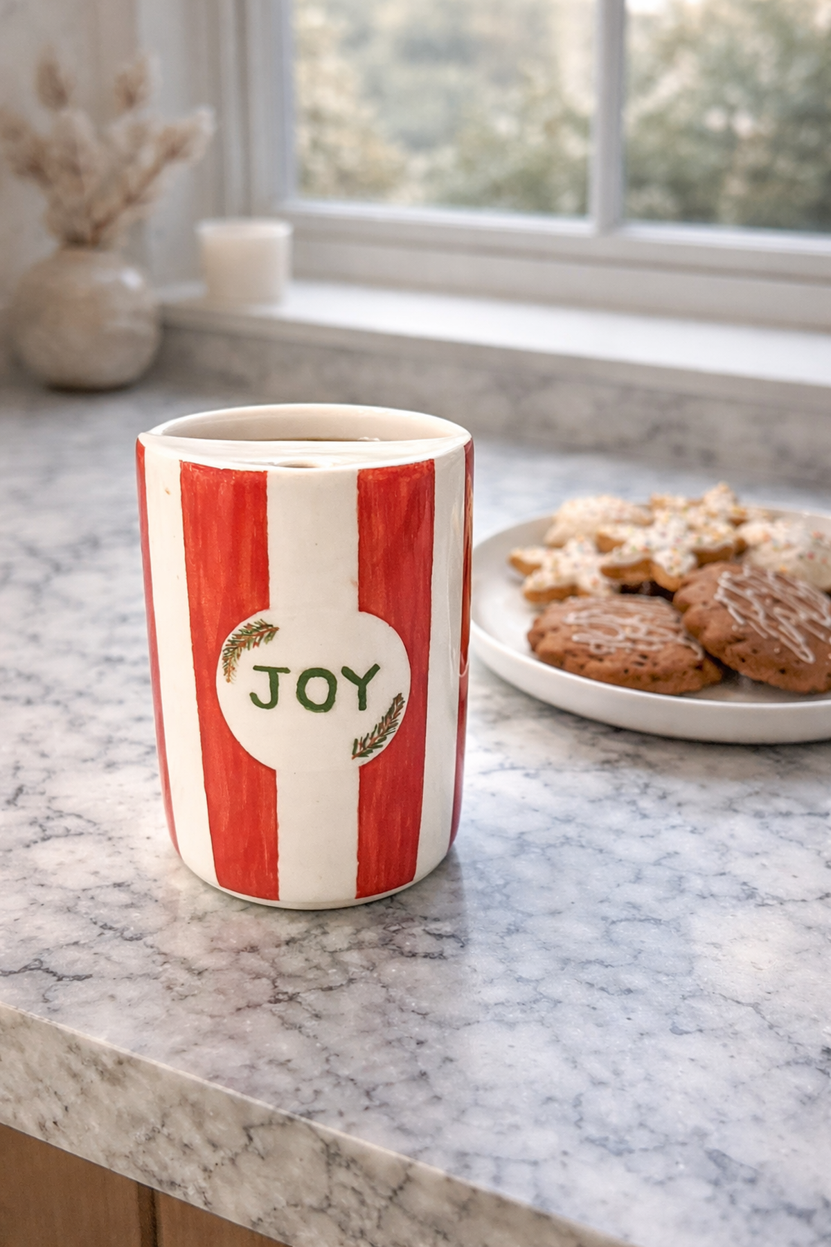 Kırmızı Çizgili Joy  Mug Bardak