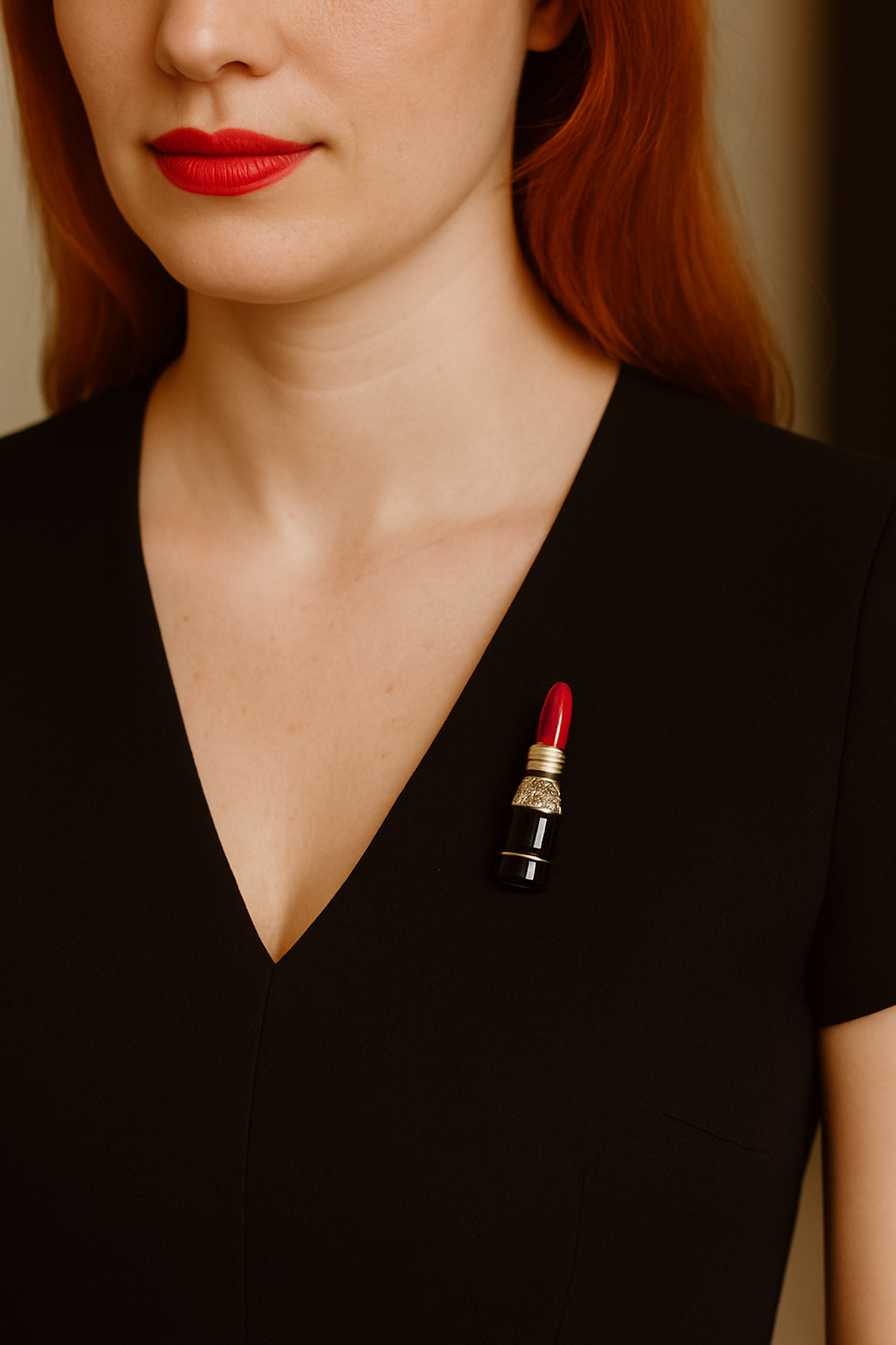 Kırmızı Ruj İğneli Broş