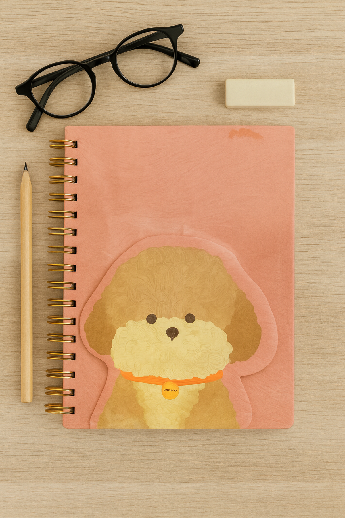 Pembe Kapak Poodle Spiral Defter