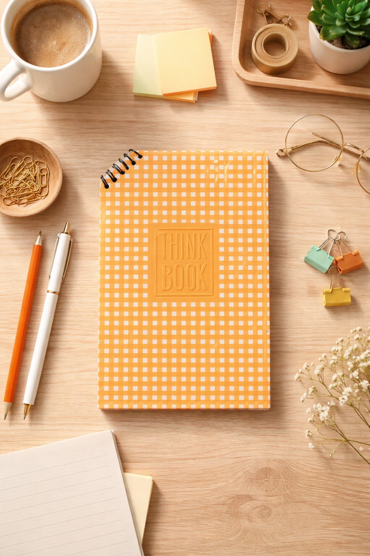 Köşe Spiral Sarı Puantiyeli Çizgisiz Defter 14,5X21cm