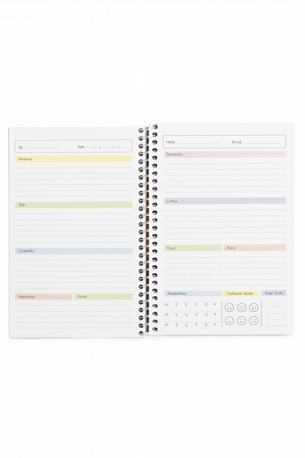 Kruvasanlı Kedi Stickerlı Spiral Defter