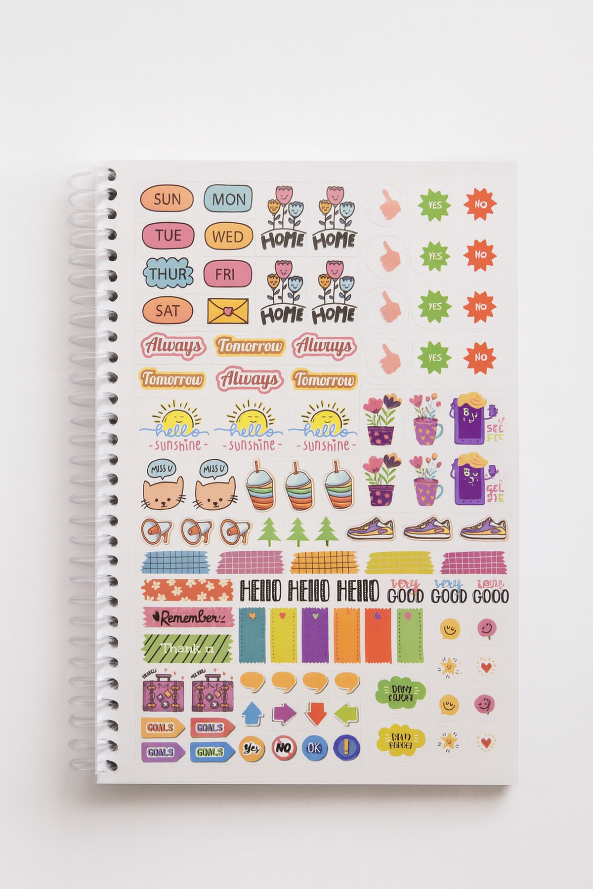 Kruvasanlı Kedi Stickerlı Spiral Defter
