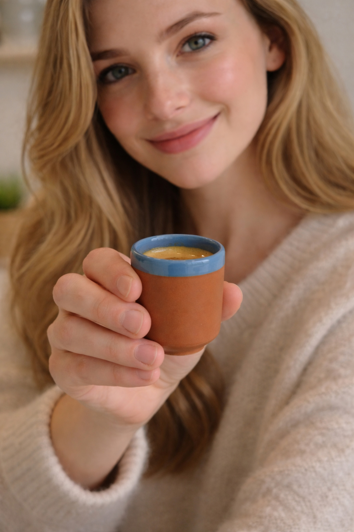 Küçük Çömlek Espresso Bardağı - Mavi