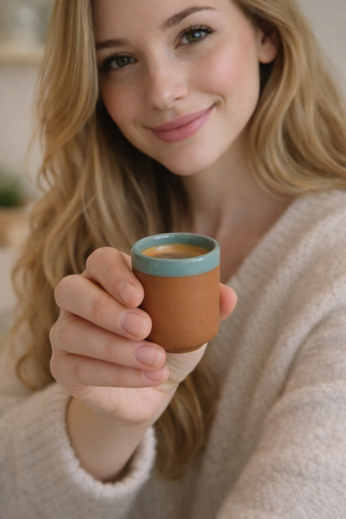 Küçük Çömlek Espresso Bardağı - Su Yeşili