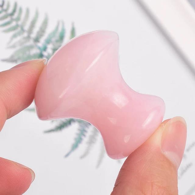 Mantar Gua Sha Yüz Masaj Taşı - Pembe Kuvars Taşı