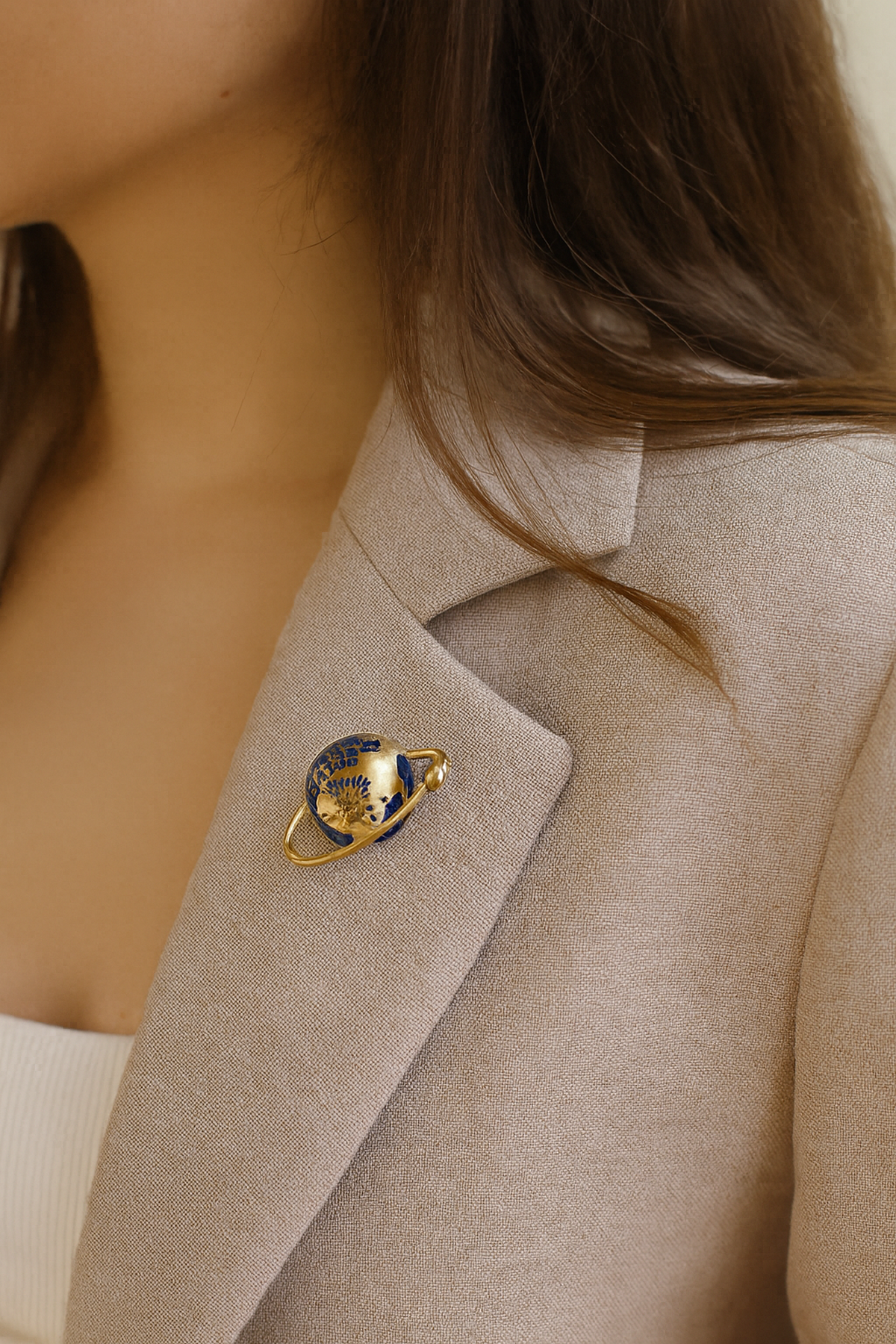 Mavi Satürn İğneli Broş