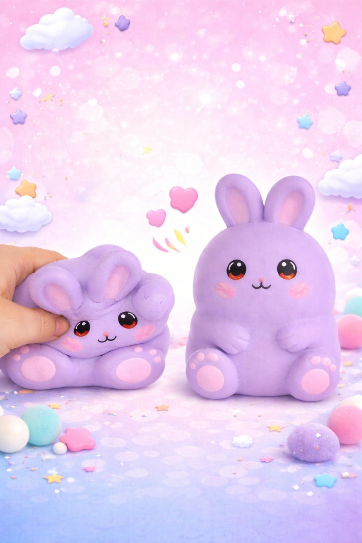 Mor Oturan Squishy Tavşan