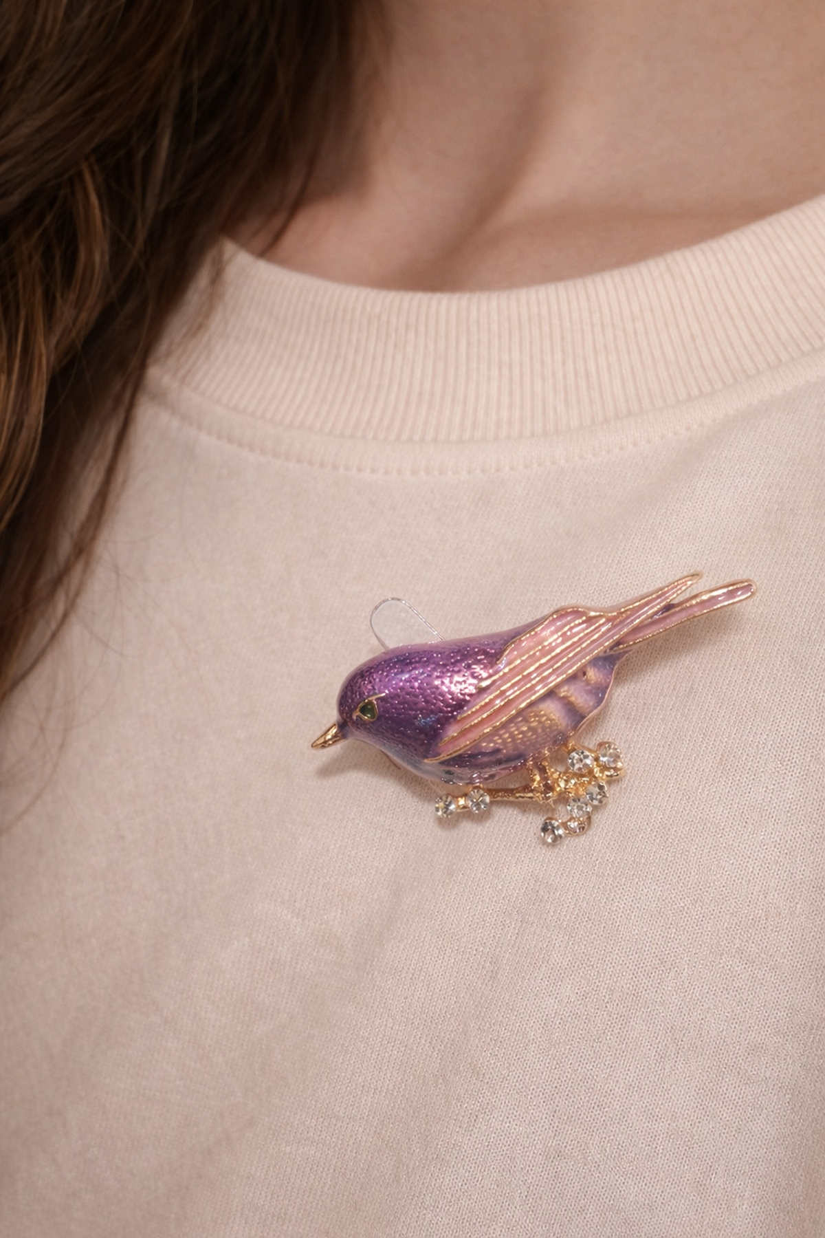 Mor Pembe Serçe Broş