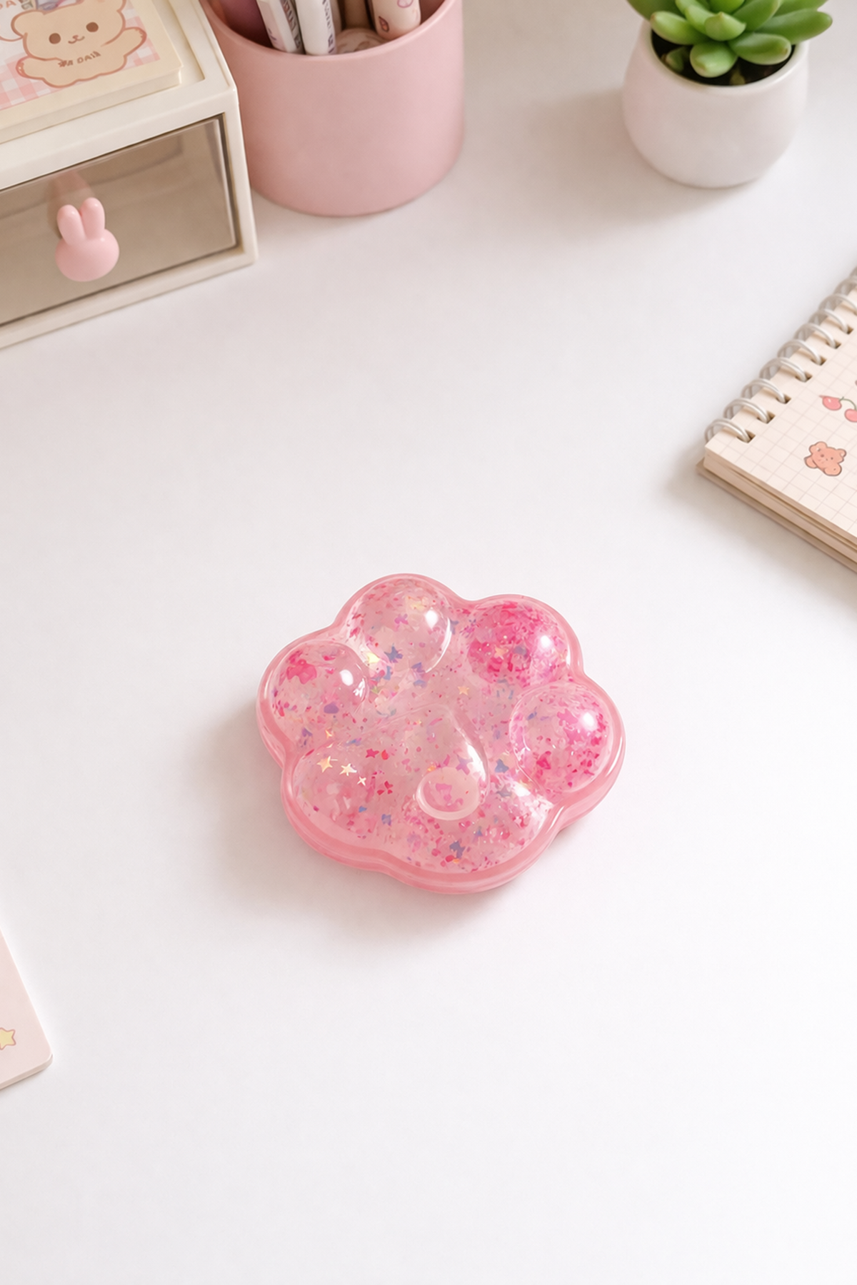 Pembe Şeffaf Yaldızlı Pati Squishy