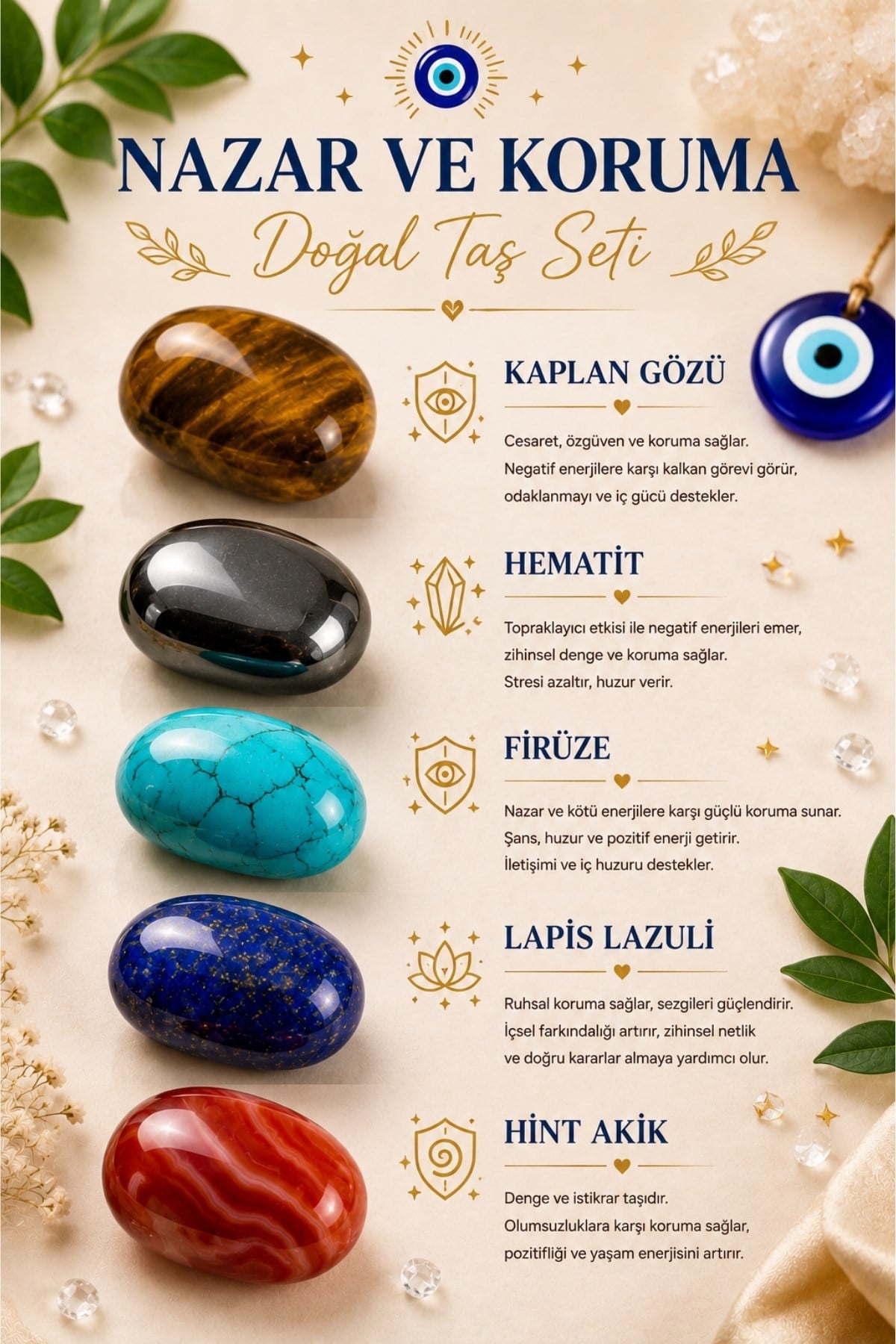 Nazar ve Koruma Doğal Taş Seti