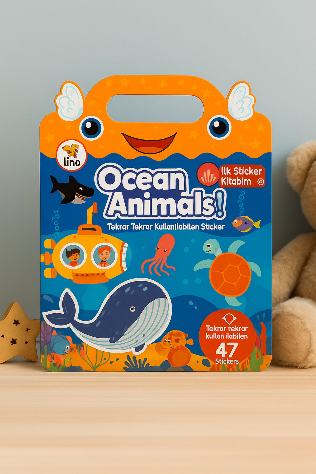 Ocean Anımals Lino Tekrar Kullanılan Sticker Seti
