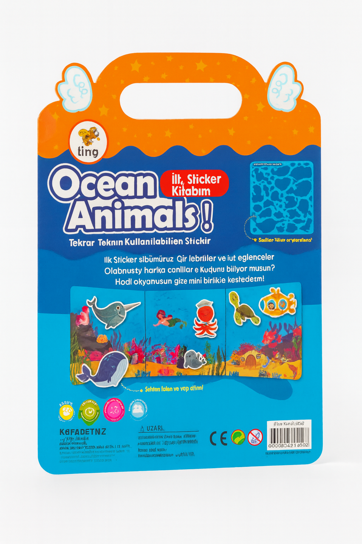 Ocean Anımals Lino Tekrar Kullanılan Sticker Seti