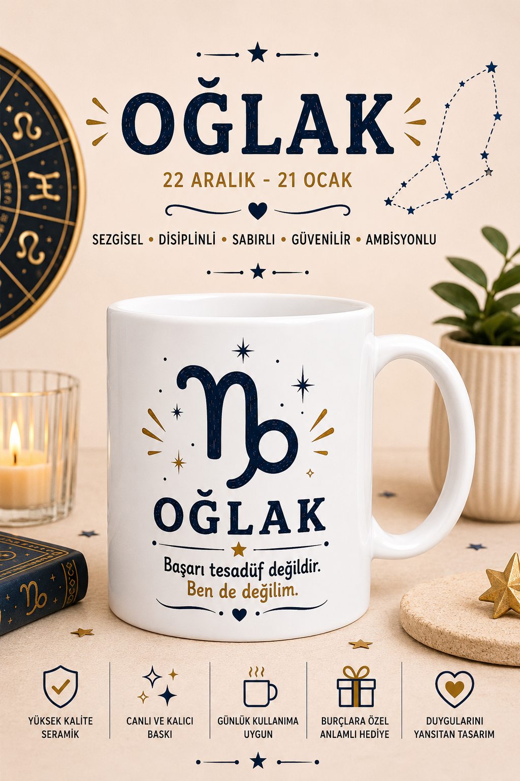 Oğlak Burcu Baskı Kupa