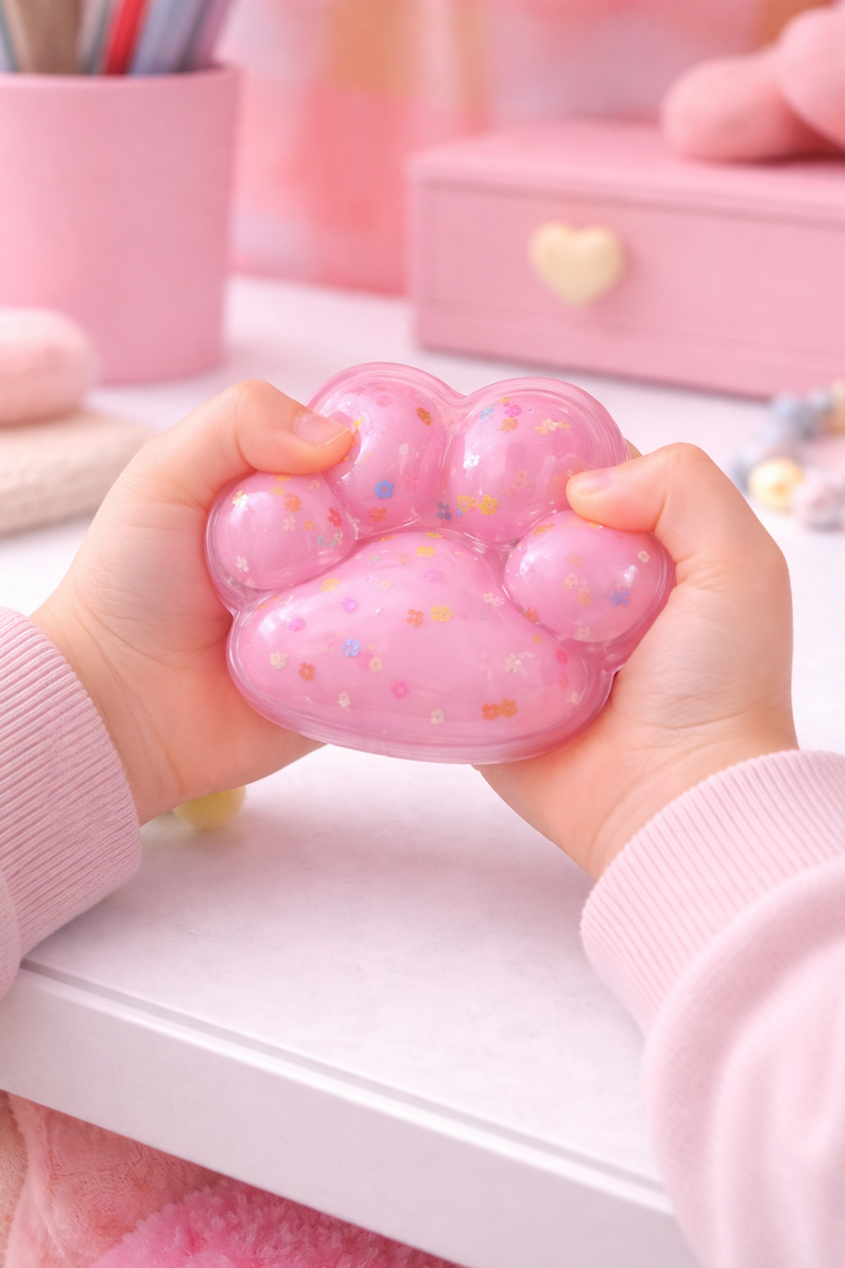 Pembe Büyük Ponponlu Pati Squishy