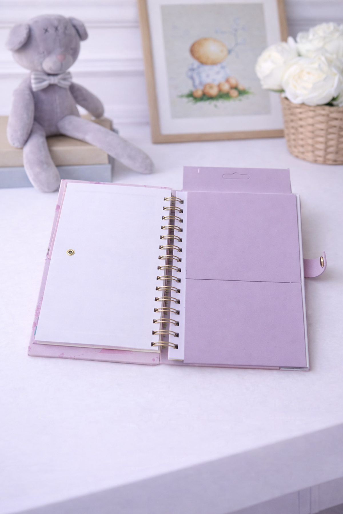 Pembe Çiçekli Mini Defterli  Çıt Çıt Kapak Spiralli Defter
