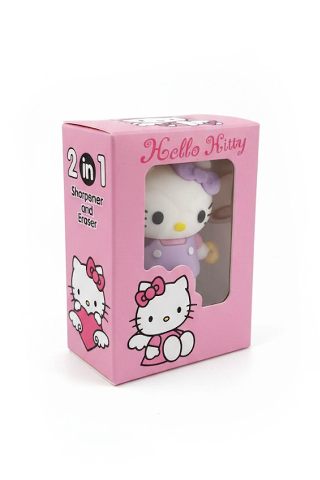 Pembe Kıyafetli Hello Kitty Kalemtraşlı Silgi