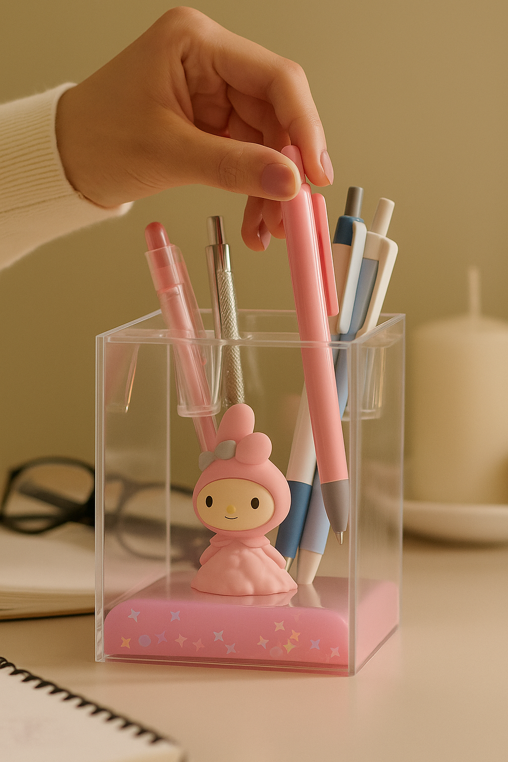 PEMBE KUROMİ PEMBE SULU KARE KALEMLİK