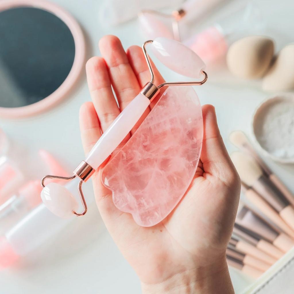 Pembe Kuvars Taşı  Roller Yüz Masaj Taşı
