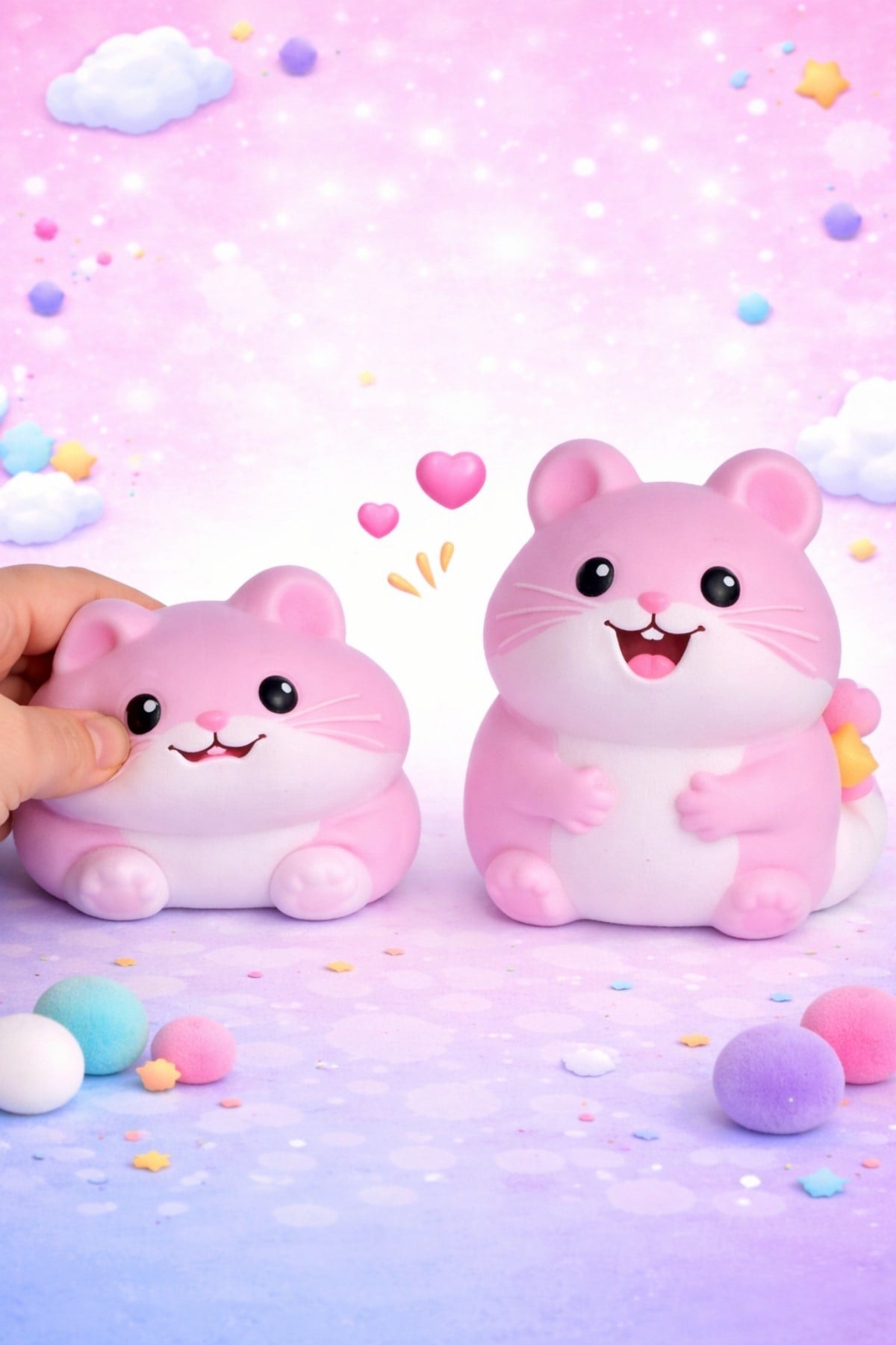 Pembe Oturan Squishy Fare