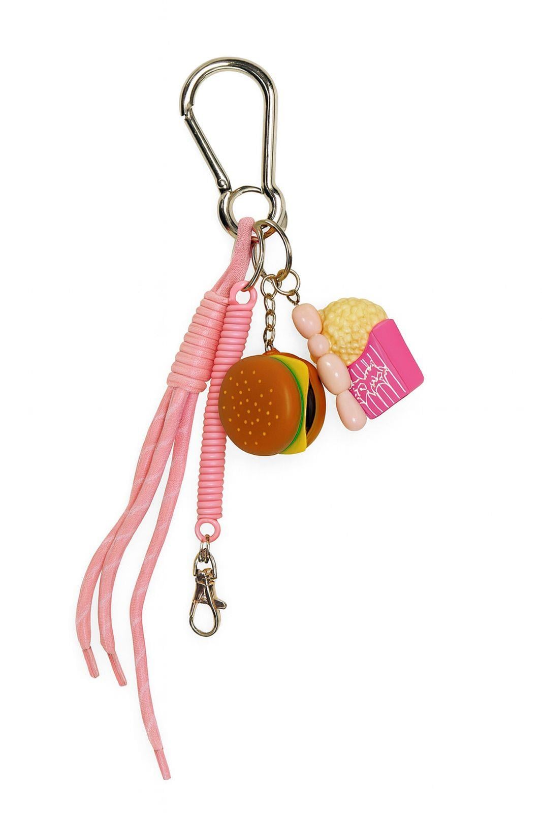 Pembe Popcorn Hamburger Çanta Süsü