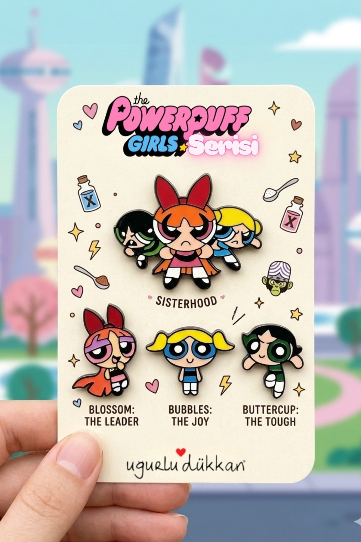 Powerpuff Girls 4lü Karakter Seti Rozet