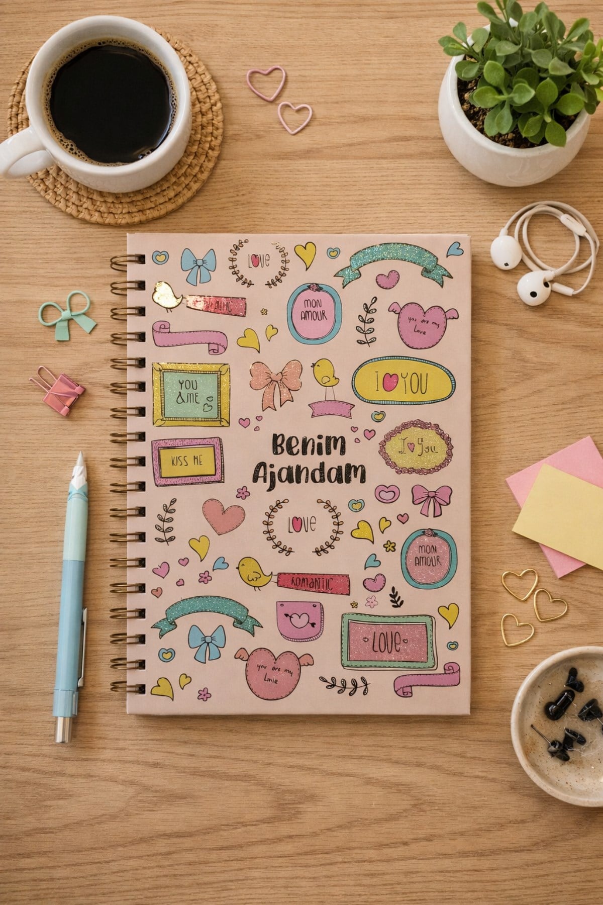 Romantik Benim Ajandam Stickerlı Plan Ajandası 18X24cm